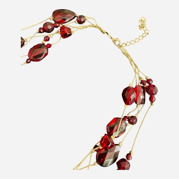 Station Necklace Ruby Tone
Jeweled Multi Strand
Statement Gold Tone Chain
Layers - Picture 4 of 10